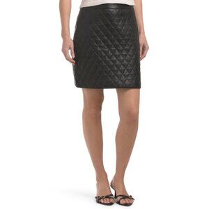 BOD & CHRISTENSEN Black Leather Quilted Skirt